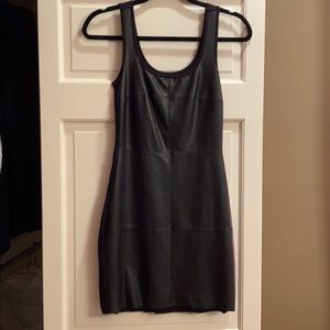 Black leather tank dress